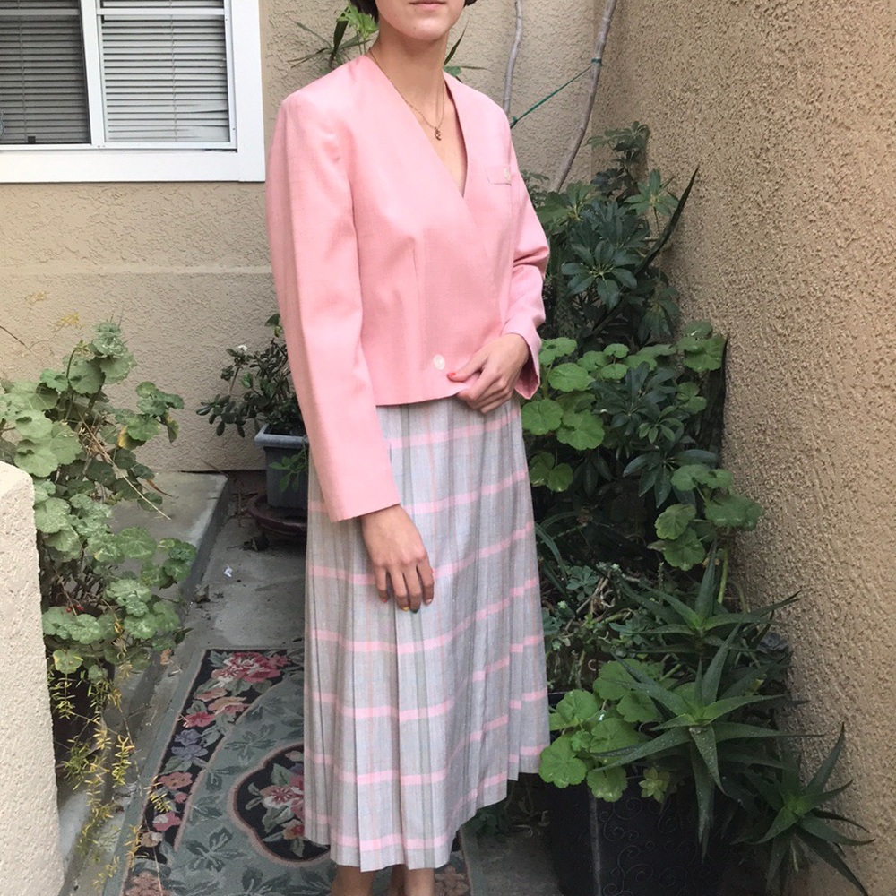 Vintage pink/gray Pendleton skirt with jacket